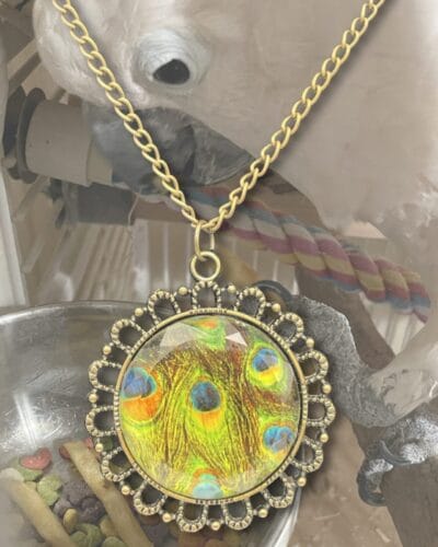 28-inch Chain with Vibrant Peacock Feather Pendant