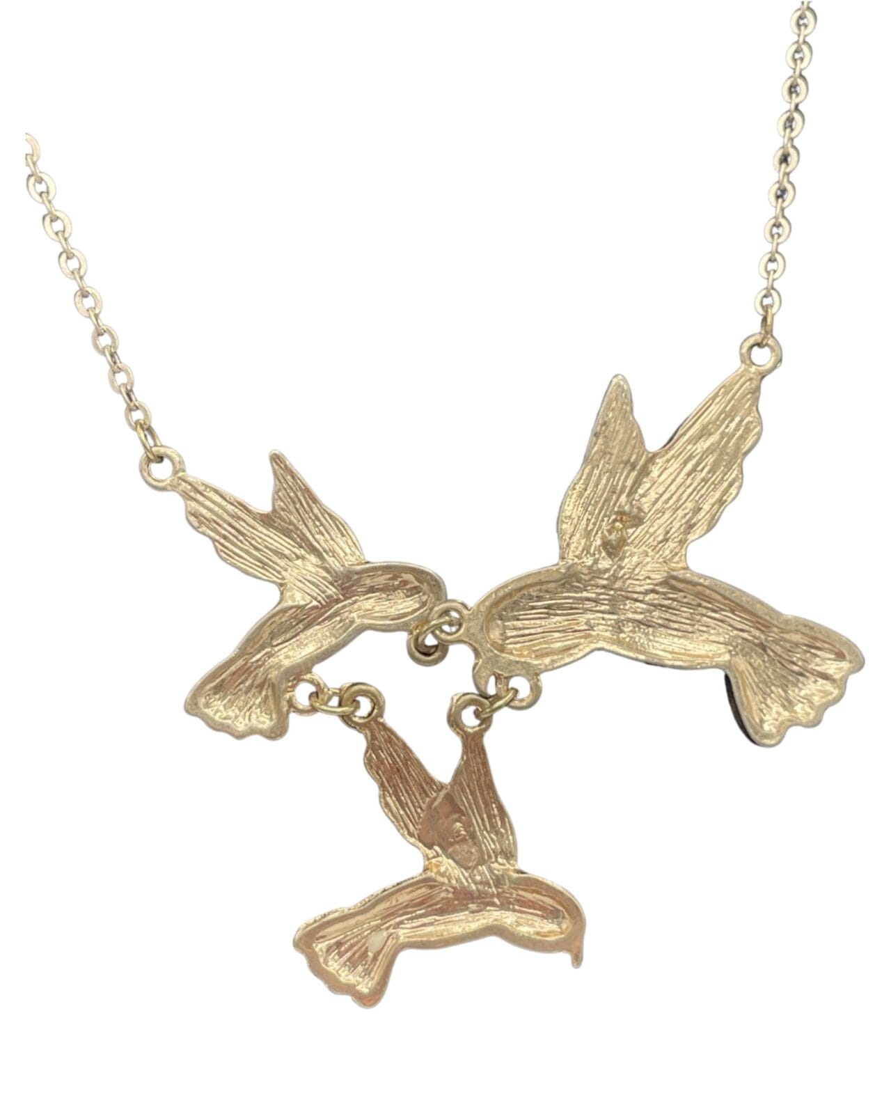 Enchanting Enamel Trio of Hummingbirds Necklace.